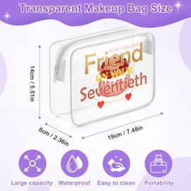 Sazuwu 70th Birthday Gifts for Friends Clear Makeup Bags with Zipper 70 Year Old Gift Ideas 1954 Birthday Gifts for Women Cosmetic Travel Bag Organizer Seventy Birthday Gifts for Women