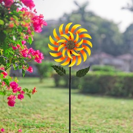 Viveta Wind Spinners for Yard and Garden, Sunflower Metal Wind Spinners,57 * 13 Inch Wind Sculpture for Yard Patio Lawn Garden