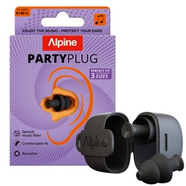 Alpine PartyPlug Ear Protection Earplugs for Concerts, Festivals, Music, Party & Disco - 19 dB Noise Protection - High Music Quality Reusable 3 Sizes (S/M/L), Black