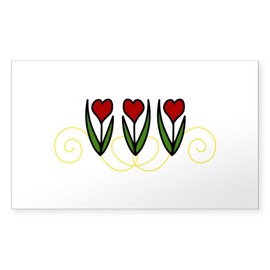 CafePress Red Tulips Sticker Rectangle Bumper Sticker Car Decal