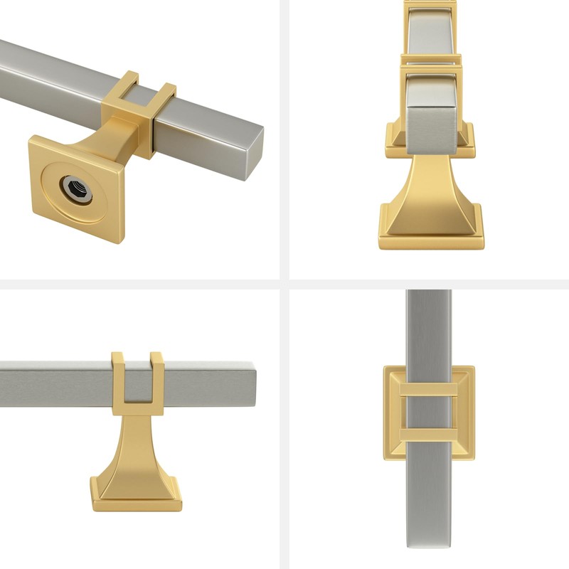 Haliwu Brushed Nickel and Gold Cabinet Pulls, 6 pack 5-inch