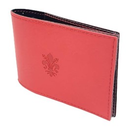 BLU RITMO EcoDNA Slim Vegan Leather Wallet Driving License Card Holder for Unisex Men Women Made in Italy Giglio Fiorentino, multicoloured, Light Red