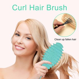jatimdotin Haarbürste, Lockenbürste, Curl Hair Brush für Damen, Wildschweinborsten Haarbürste zum Kämmen und Formen, Professionelle Bürste Locken Trennung für definierte Locken (Grün)