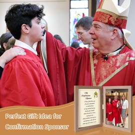 Faith Love Hope Confirmation Sponsor Picture Frame – Religious Gift with Cross and Dove – Thank You Gift for Confirmation Sponsor – God Bless My Sponsor – Catholic Keepsake for Women or Men