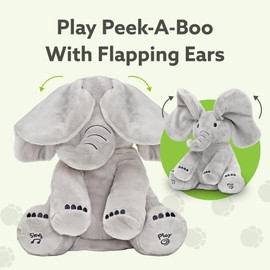 Tippi Peek a Boo Elephant Toy - Interactive Singing Elephant Teddy With Flapping Ears - For Newborn Baby Boys or Girls - Soft Toy Peekaboo Elephant For Babies 0-12 Months +