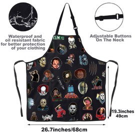 MYSOMY Horror Characters Kitchen Apron Horror Movie Gift Pennywise & Michael & Chucky Gift Horror Themed Apron (ELM. st UK)