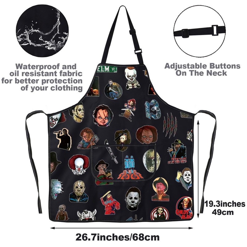 MYSOMY Horror Characters Kitchen Apron Horror Movie Gift Pennywise &