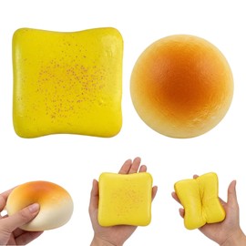 Juego de 2 panes, mantequilla con diseño realista de mantequilla y tostadas para una experiencia relajante y divertida táctil, pan de rebote gradual para decoración diaria de computadora y
