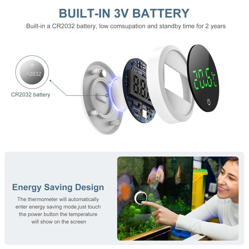 Ankilo Fish Tank Thermometer , Wireless Digital Fish Tank Thermometer