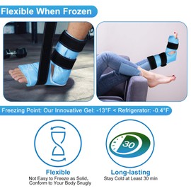 Relief Expert Ankle Ice Pack Wrap – Reusable Cold Gel Pack for Foot and Heel, Dual-Sided Design with Soft Plush Lining, Flexible Cold Compress for Achilles and Ankle Support, Blue