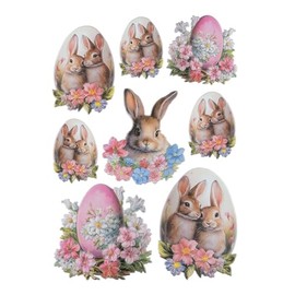 Ideen mit Herz Sticker Sheet 3D Relief Stickers | Stickers | High-Quality Embossed with 3D Effect | Window Pictures | Scrapbooking | DIN A4 Sheet with Many Motifs (Eggs with Rabbit Couple)