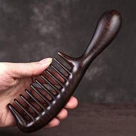 BM-STORE Luxury Wooden Comb, Comb, Coarse Teeth, Ebony Comb, Anti-Static, For Curly Perm, Hair Care, Scalp Massage, Round Teeth, Women's, Men's, Unisex, Gift