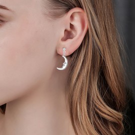 TseenYi Moon Earrings Small Tiny Moon Crescent Earrings Silver Crescent Moon Drop Earrings Jewelry for Women and Girls Gifts