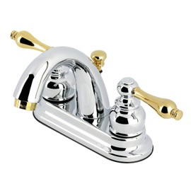 Kingston Brass KB5614AL Restoration 4 in. Centerset Bathroom Faucet, Chrome/Polished Brass, 3-1/2" spout reach