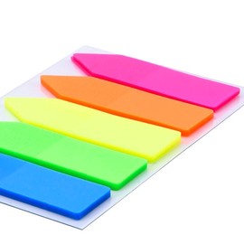 2Pcs 5 Colors Fluorescent Sticky Notes Page Flags, 0.47x1.89 Inch Arrow Flag/Rectangle Tabs Colored Sticky Notes, Sticks Securely, Removes Cleanly(Arrow)