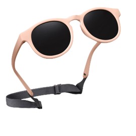 Horktrust Baby-Sonnenbrille, geeignet für Babys im Alter von 0 bis 36 Monaten, mit Schulterband, bruchsicher, flexibel und strapazierfähig, bietet 100% UV-Schutz, sicher und bequem in Rosa