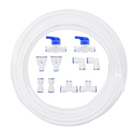 Tubo de agua de 3/8 pulgadas OD de conexión rápida de empuje para conectar 10 piezas+tubo blanco de agua RO de 3/8 pulgadas, 10 m (32 pies)