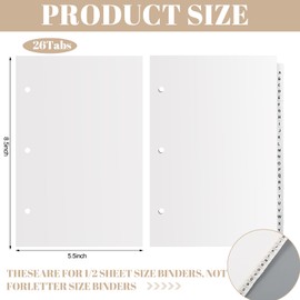 Sayglossy 54 Pcs A to Z Tab Alphabet Dividers for 3 Ring Binder 5 1/2 x 8 1/2 Inch Binder Dividers Customizable Table of Contents Page with A to Z Tabs for Student Teacher Office Worker Organization