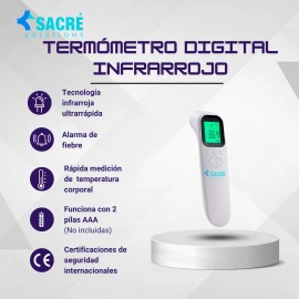 Termómetro Digital Infrarriojo De Alta Precisión Con Pantalla Lcd Para Frente, Oreja Y Cuerpo Color Blanco Sacre Solutions