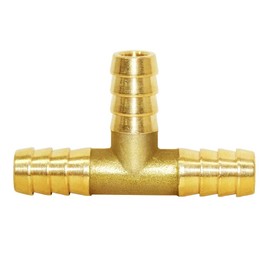 Joywayus 3/8" ID Hose Barb Fitting,Tee 3 way Brass Fitting Intersection/Split Brass Water/Fuel/Air (Pack of 5)