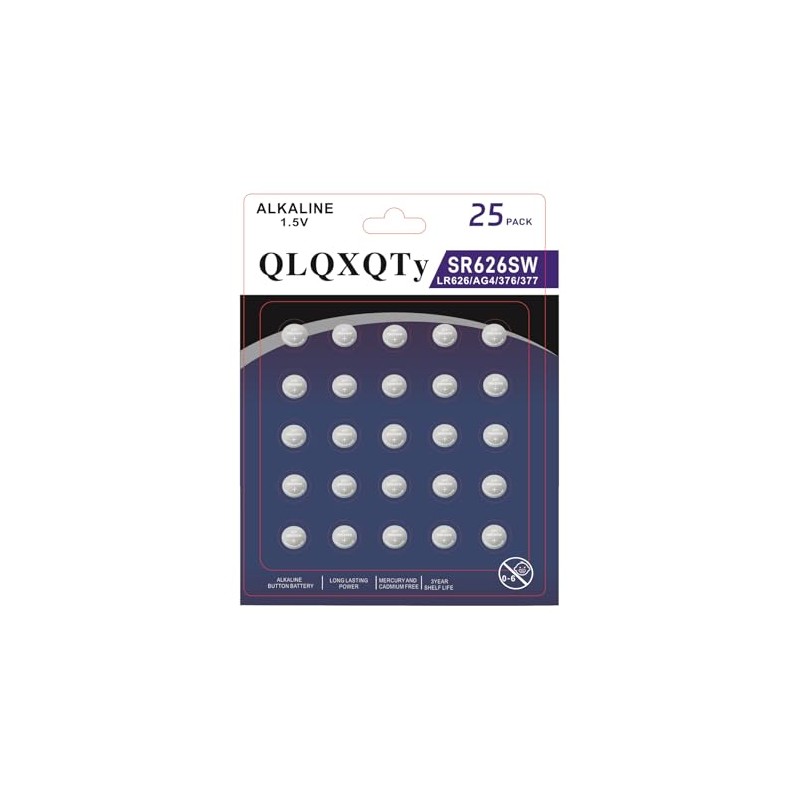 QLQXQTy 25pack 377 SR626SW Watch Battery LR626 377/376 V377 377a