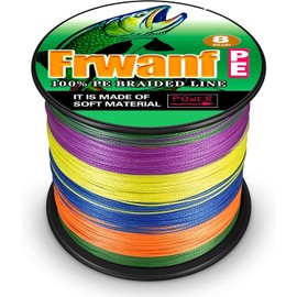 Frwanf 8-Strand PE Fishing Line for Freshwater/Saltwater/Rock/Boat Fishing, 1,640.4 ft (500 m), No. 3, Multicolor