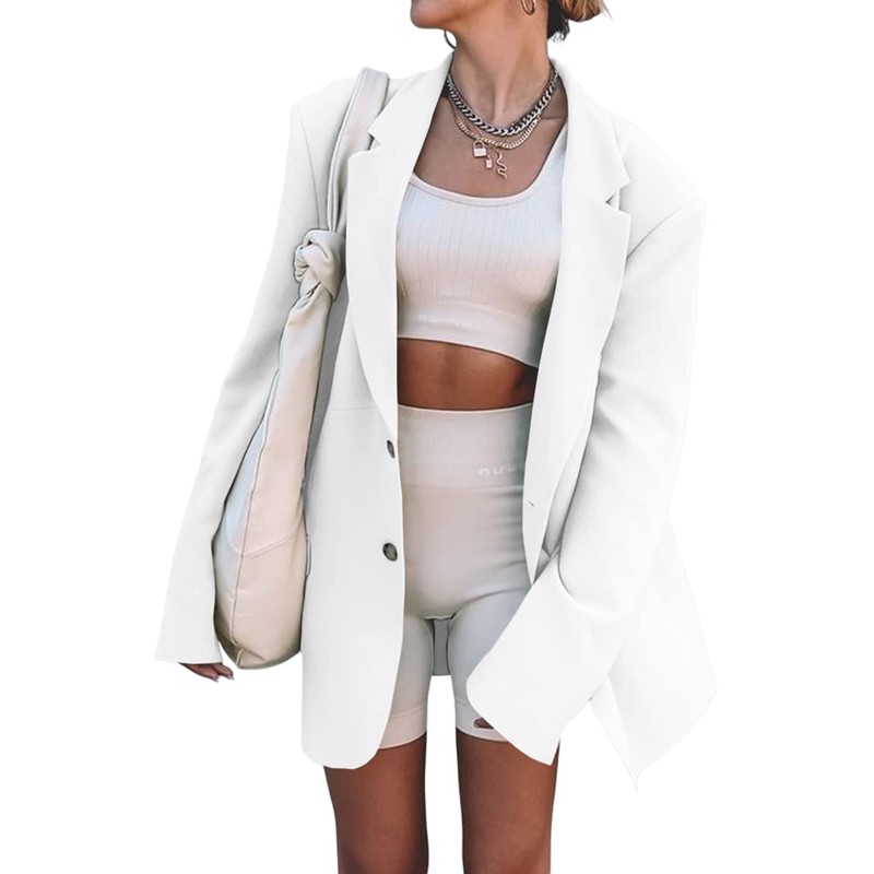 Grlasen Women Casual Elegant Long Sleeve Oversized Lapel Blazers Open