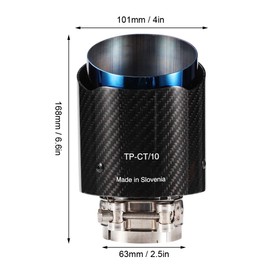 Car Rear Exhaust Trim Black, Carbon Fibre Glossy Car Straight Exhaust Pipe Rear Tip Tail Neck Tailpipe Silencer 63-101 mm Exhaust Trim Black 100 mm