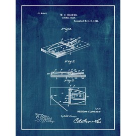 Animal-trap - Mouse Trap Patent Print Midnight Blue with Border (8.5" x 11") M11023