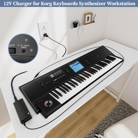 12V Charger for Korg Keyboards AC Adapter for Korg KA320,Krome,PA 500,PA 500 Musikant,PA 588,M50,EMX-1 SD,PA5000ORT,KA 320,M50 61 62 72 73 88 Keyboards Synthesizer Workstation Power Cord