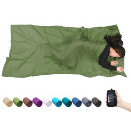 Browint Silk Sleeping Bag Liner, Silk Sleep Sheet, Sack, Extra Wide 87"x43", Lightweight Travel and Camping Sheet for Hotel, More Colors for Option, Reinforced Gussets, Pillow Pocket