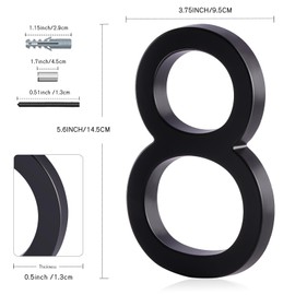 Floating House Number 8, YIPLED 6 Inch Modern House Numbers for Home, Mailbox, Street (Black)