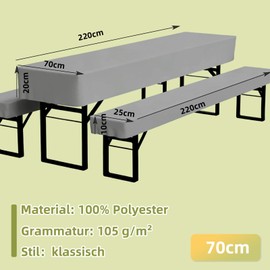 Zdada Set di 3 rivestimenti per mobili da birreria, Include 2 rivestimenti per panca e 1 rivestimento per tavolo in poliestere, Lavabile e fissabile, rivestimenti per mobili da birreria, per banchetti