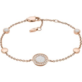 Fossil Bracelet for Women Classics, Total Length: 165mm + 25mm Extension Chain Rose Gold Stainless Steel Bracelet, JF03264791