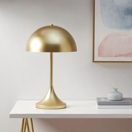 INK+IVY Table Lamp for Bedroom - Large Metal Dome Nightstand Lamp, Modern Gold Bedside Lamp with Curved Base, Clear Polarized Cord, in Line Switch, Gold Accent Lamp Decor, 24.5" H Gold