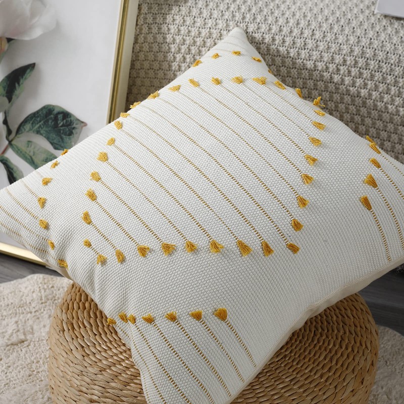 Set of 2 Cotton Knitted Boho Throw Pillow Covers 12