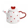 Gaolinci Red Heart Ceramic Teapot, 21 Oz Watter Pot, Flower