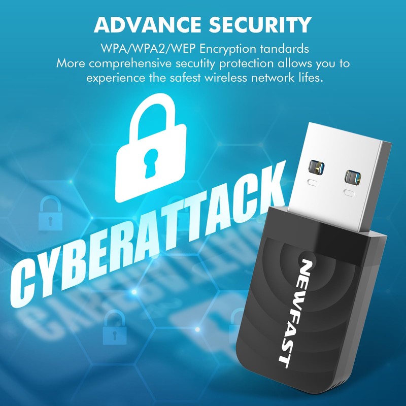 NEWFAST 1300Mbps WiFi Dongle for pc High Gain USB 3.0