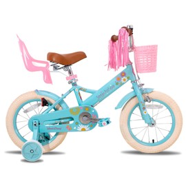 JOYSTAR Kids Bike 12 Inch Girls Bike with Training Wheels Doll Seat Basket & Streamers Princess Kids Bicycle for Girls Toddler of 3-4 Years Toddler Girl Bikes Blue