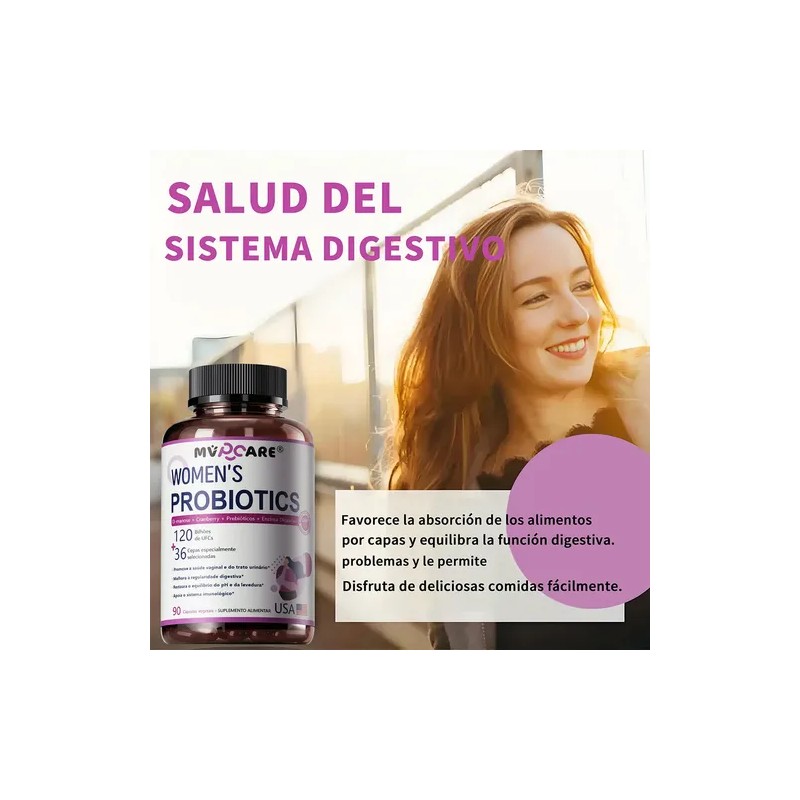 Probióticos Mujer Urinario Intestinal Vaginal 90 Cápsulas Sin Sabor