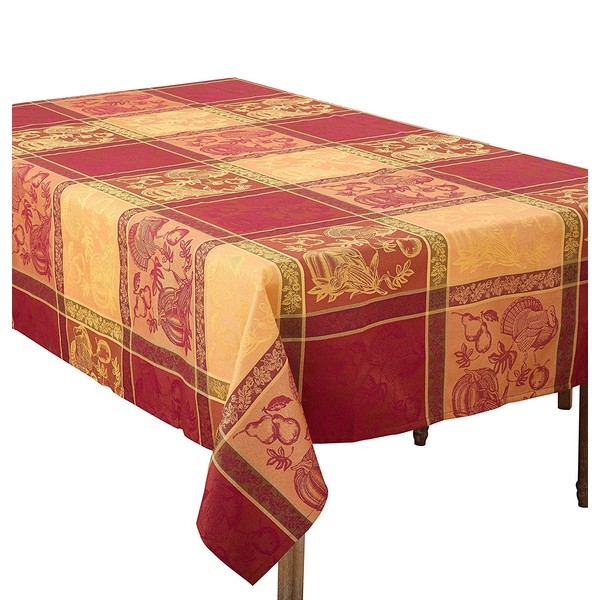 Fennco Styles Holiday Jacquard Warm Thanksgiving Decorative Table Linens Tablecloth