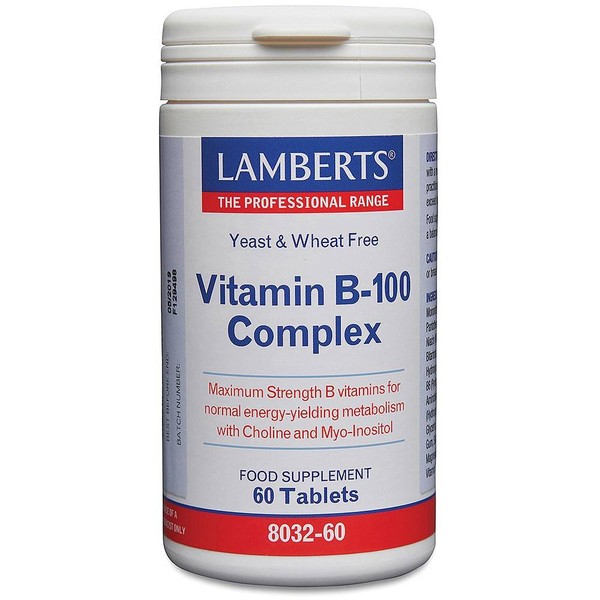 LAMBERTS VITAMIN B-100 COMPLEX, HIGH POTENCY B VITAMINS WITH CHOLINE&