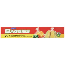 Hefty Baggies Food Storage Bags, Gallon Size, Twist Tie, 75 Count (Pack of 9), 675 Total