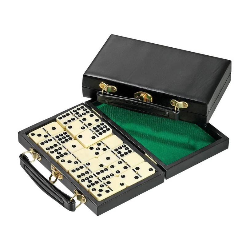 Chessgammon Double 9 Dominoes in Leather Case