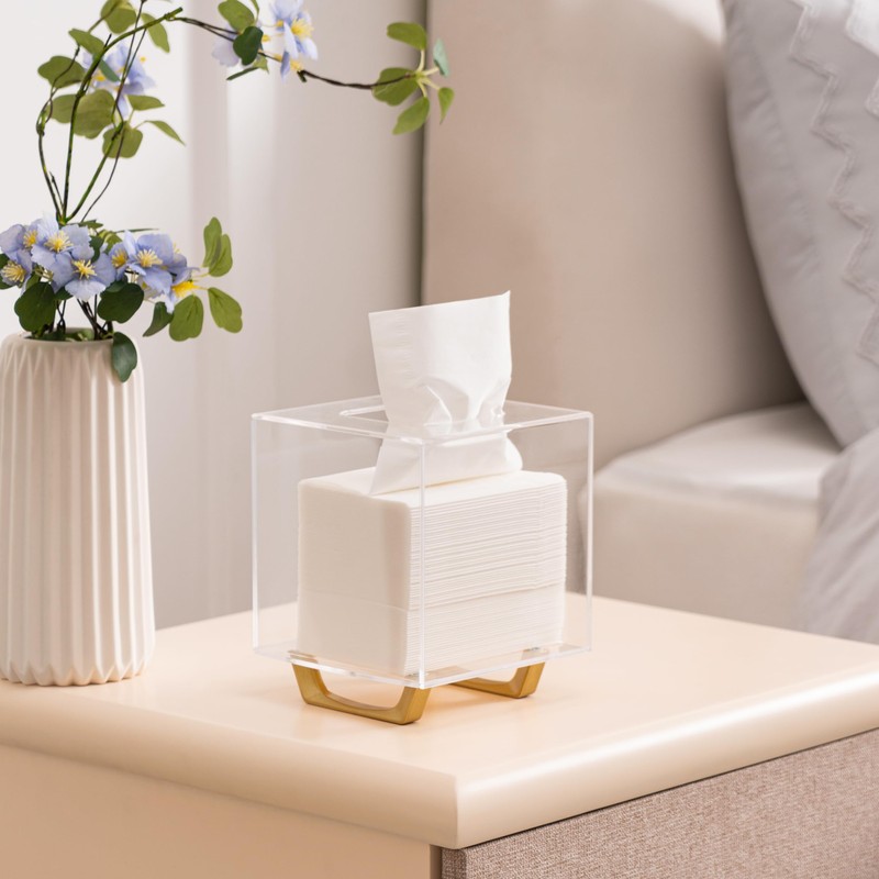 HBlife Clear Tissue Box Cover Square Acrylic Tissue Box Holder