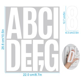 HLLNME 300PCS 5 In Letter and Numbers Stickers 30 Sheets Vinyl Self Adhesive Stickers for Mailbox,Signs,Window,Door,Cars,Homes, Businesses, Address Numbers,Indoor or Outdoor（White)