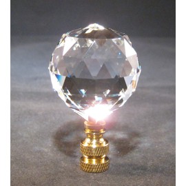 LAMP FINIAL-STUNNING LEADED CRYSTAL LAMP FINIAL-BRASS BASE