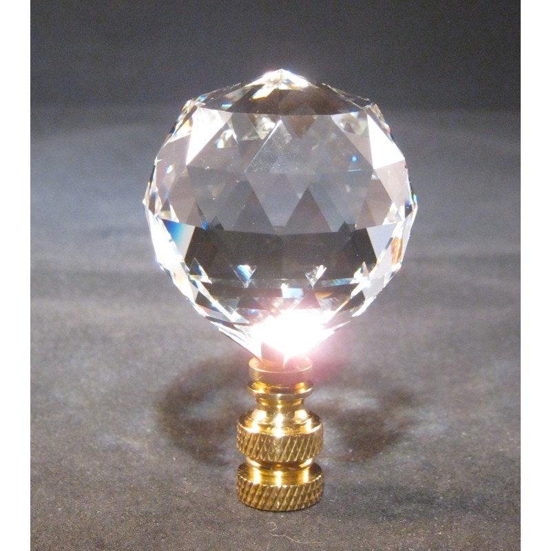 LAMP FINIAL-STUNNING LEADED CRYSTAL LAMP FINIAL-BRASS BASE