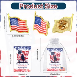 80 Set Veteran Day Lapel Pins Bulk Include American Flag Lapel Pins Thank You Veterans Cards and Organza Bag Patriotic US Flag Pin for Women Men Veterans Independence Day Memorial Day Decoration