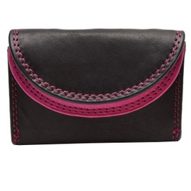 Small Handy Party Disco Leather Wallet with RFID Protection for Men and Women, Pink black, Modern